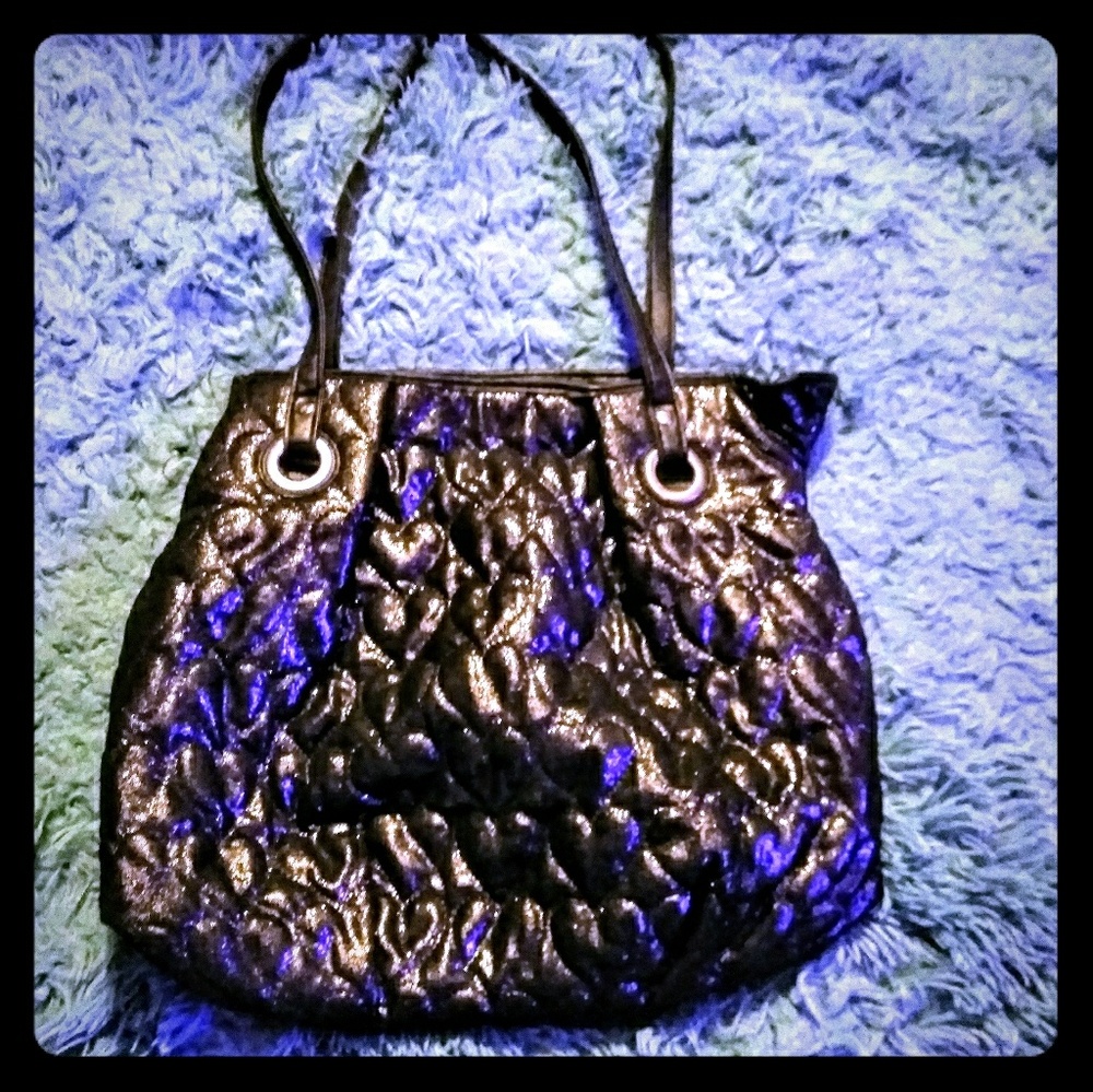 Candies Black Sparkle Heart Quilt Shoulder Purse